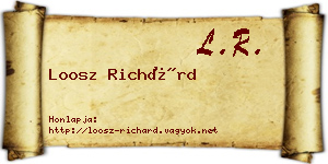 Loosz Richárd névjegykártya